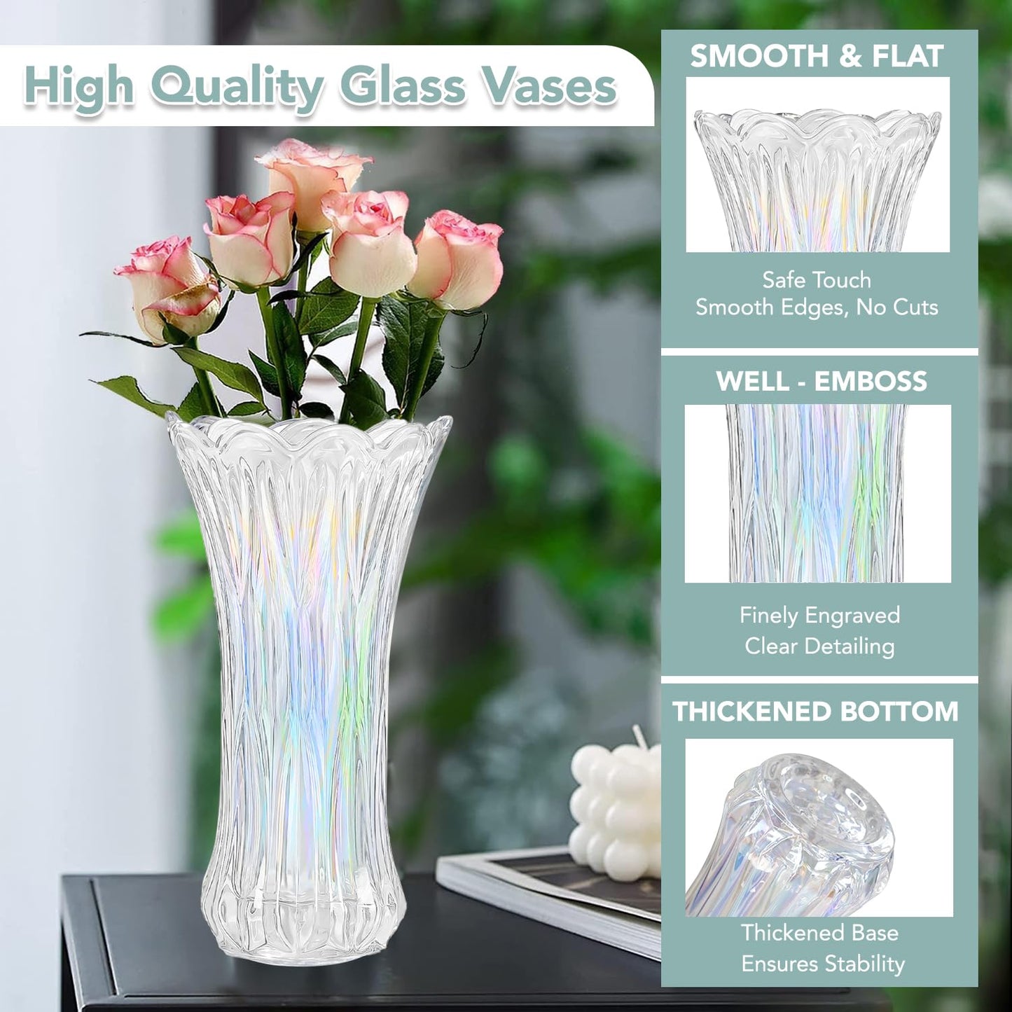 Ekhasa 100% Crystal Glass Vase Flower Pot for Home Decoration | Center Table Decorative Items | Thickened Transparent Glass Vase for Flowers. Bookshelf, Dinner Table, Office Desk & Premium Gift