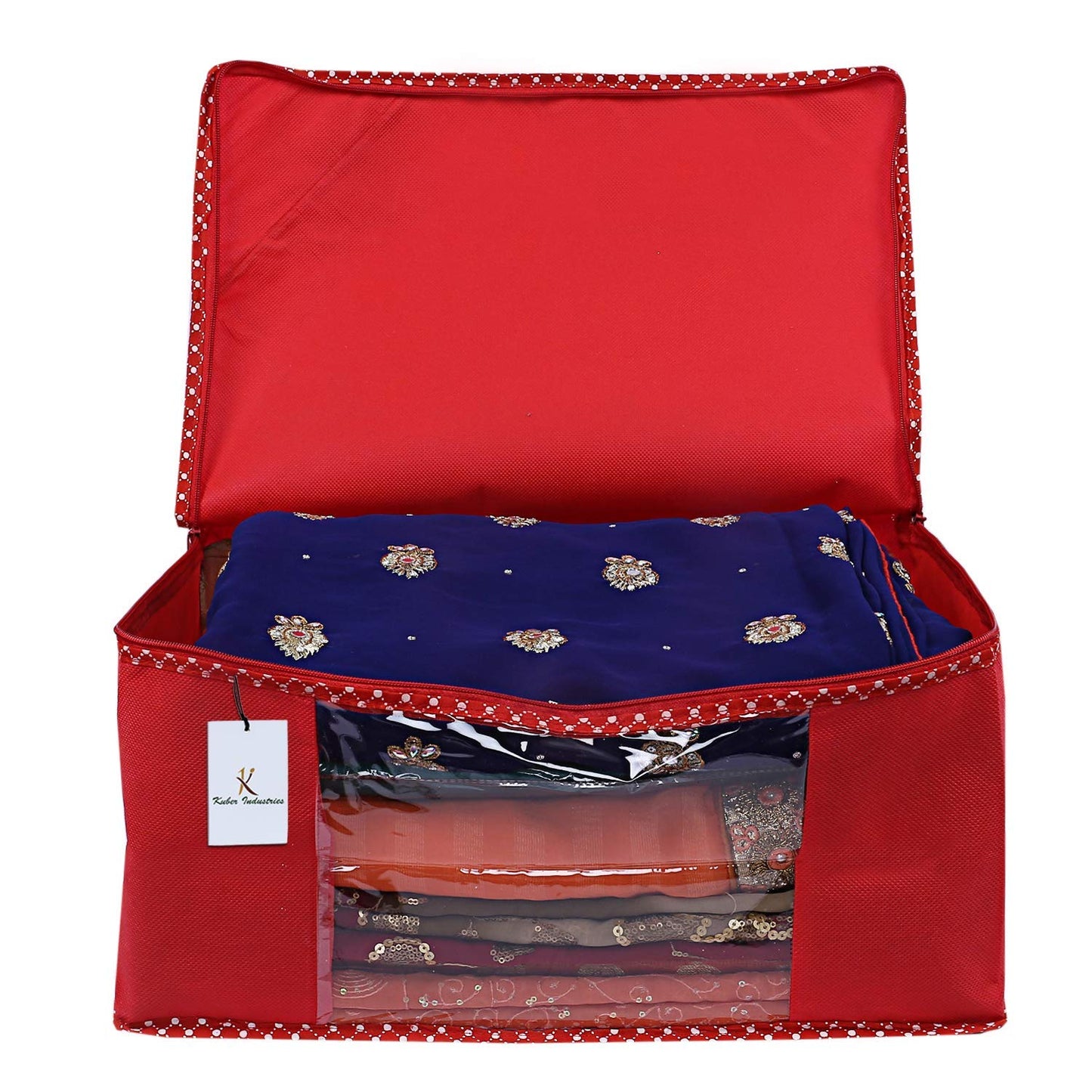 Pack of 9: Non Woven Saree Cover Set - Durable, Lightweight | Large Size | Red | Rectangular Design