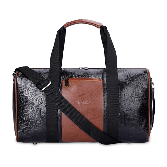 The Clownfish Anderson Travel Duffle Bag - Unisex, 25L Capacity, Faux Leather | Adjustable Strap | Black