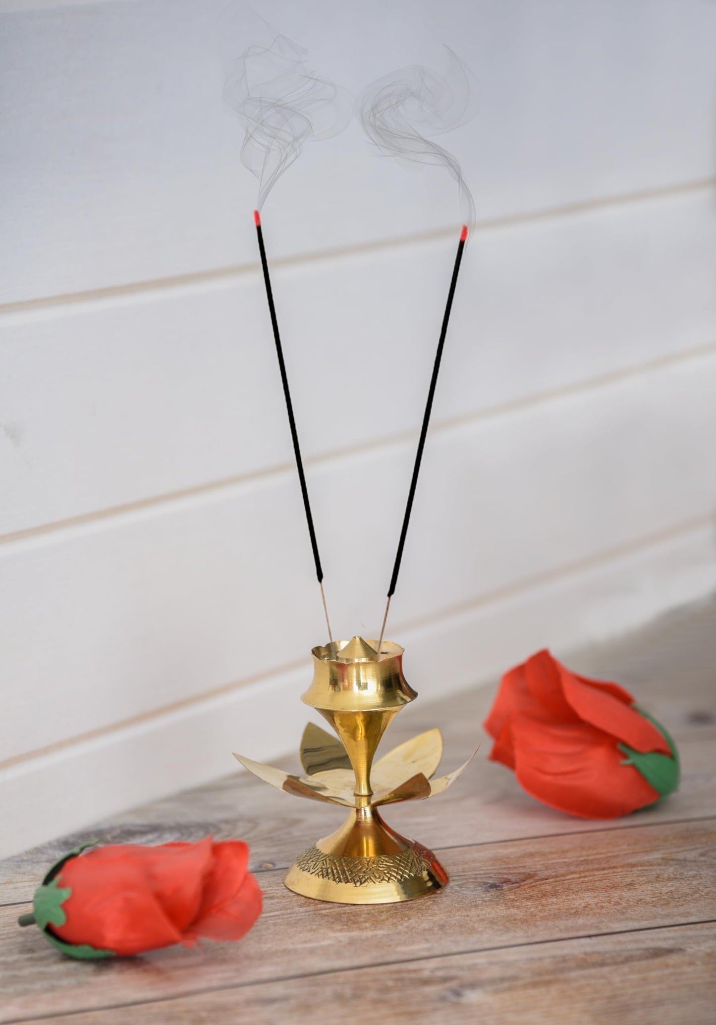 Brass Agarbatti Stand - Elegant Incense Holder for Pooja Mandir | Size: 9x9x8 cm | Golden Finish