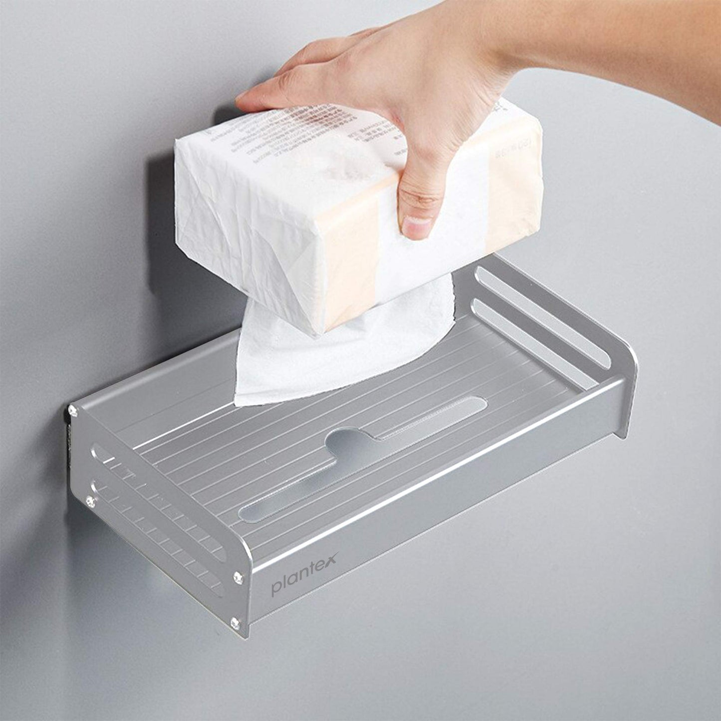 Plantex Aluminum Toilet Paper Holder for Bathroom/Toilet Roll Holder/Toilet Tissue Holder with Mini Shelf Rack Stand/Bathroom Accessories/Anti Rust(Chrome)