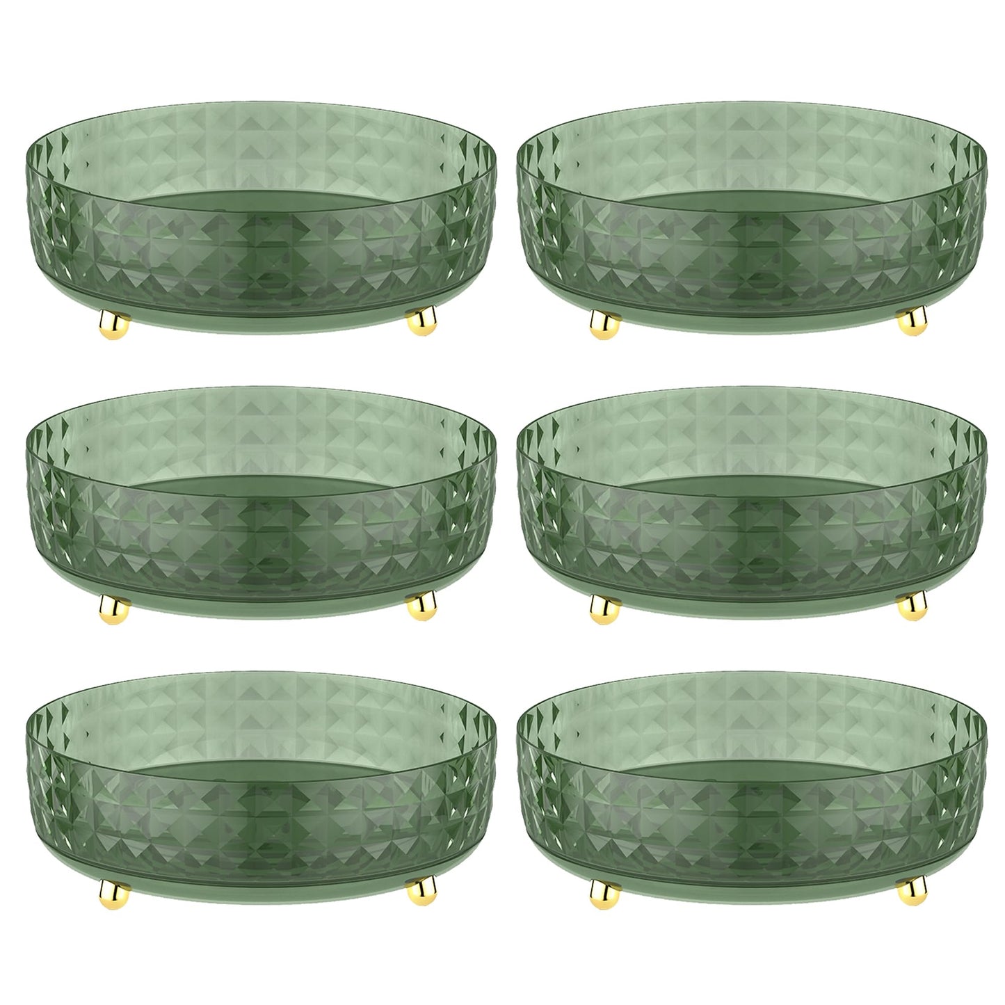 Kuber Industries Pack of 6 Multipurpose Storage Organiser Tray | 360 Rotation | Rounded Corner | Easy Access Sturdy Base Kitchen | YM.6705D | Dark Green