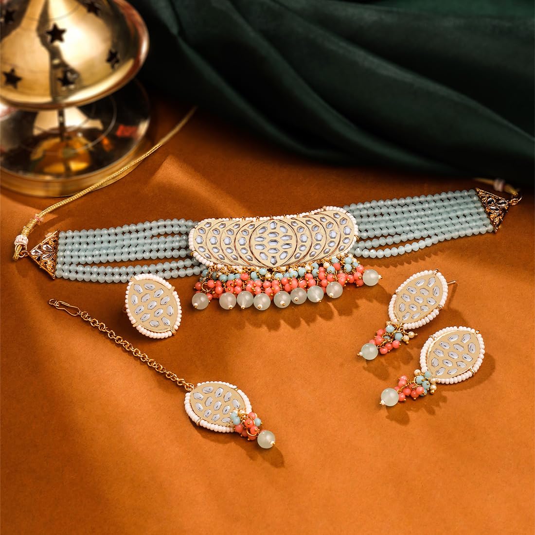 Yellow Chimes choker necklace - Ethnic bridal look