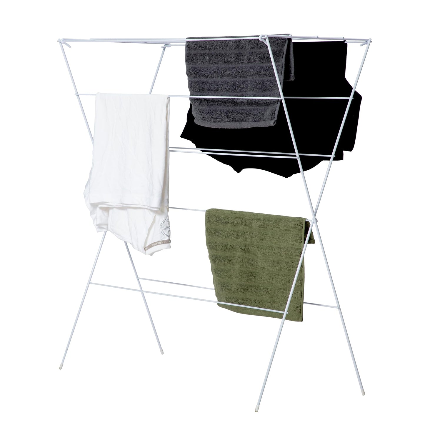 Anko 12 Rail Cloth Stand | Compact Laundry Cloth Drying Stand with Portable Dry Pulley System | Airer with Steel Rod for Cloth Hanging | Foldable Space-Saving Rack with 8.5m usable Length | White