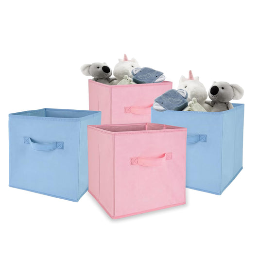 Set of 2: Foldable Storage Cubes - Durable Fabric, Collapsible | Ideal for Toys, Books & Clothes | 11x11x11 Inch | Pink