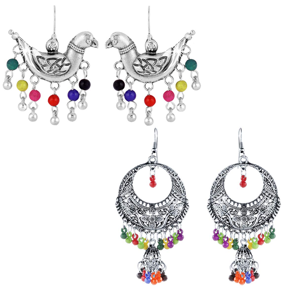 Yellow Chimes Oxidized Jhumka Earrings - Fashion for Women