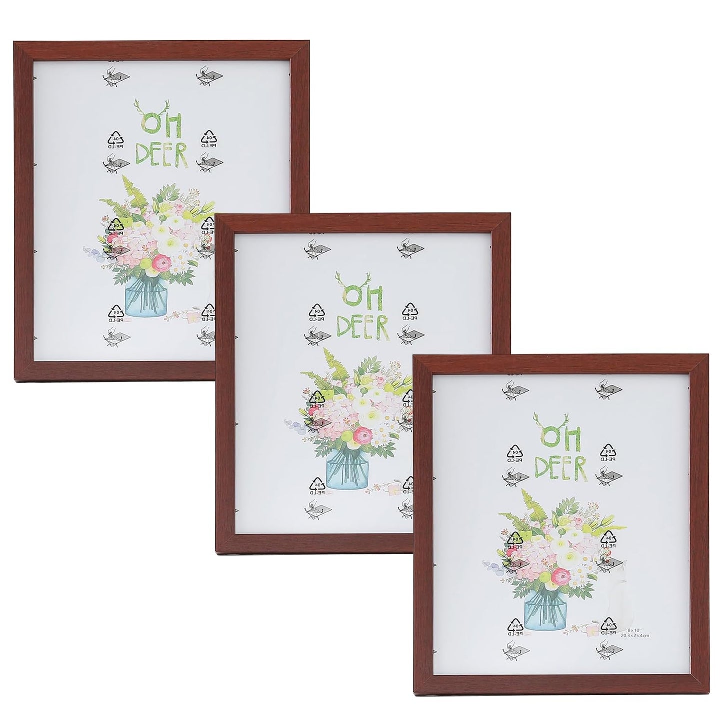 Pack of 3: Crystal Clear Glass Photo Frames - Use Horizontal & Vertical | Perfect for Home, Office | 21.8x26.9cm | Brown