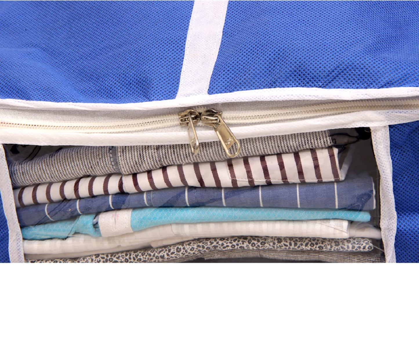 Kuber Industries Shirts & Clothing Organizer With Clear Window- Pack of 3 (Blue)-HS43KUBMART26159