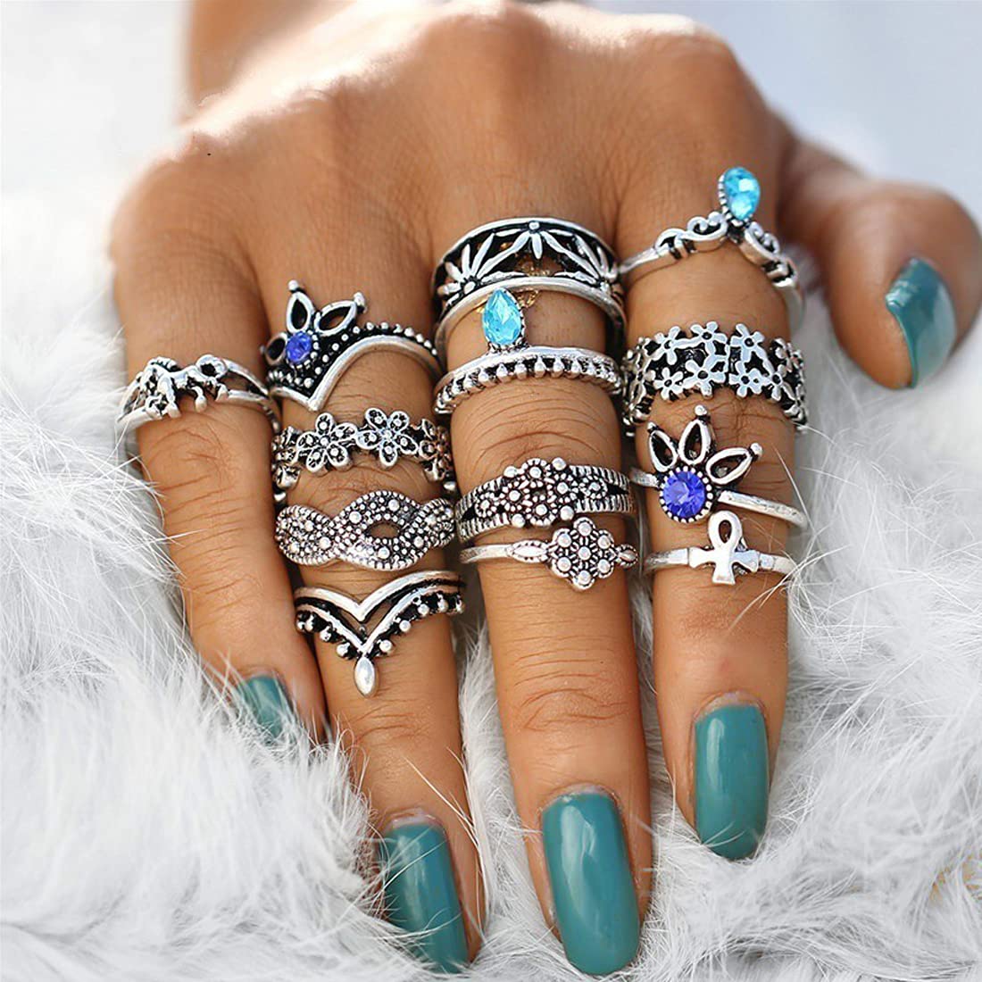 Yellow Chimes 13 pcs ring combo - detailed craftsmanship
