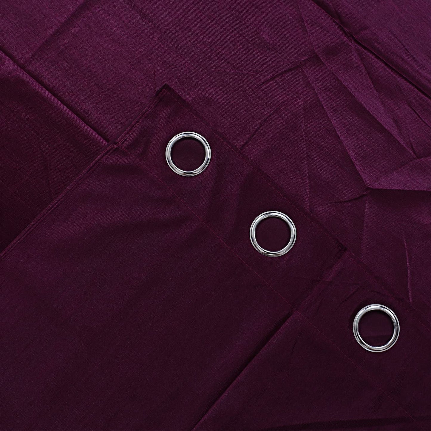 Set of 2: Blackout Door Curtains - Faux Silk, Eyelet | Room Darkening | 7 Feet | Purple