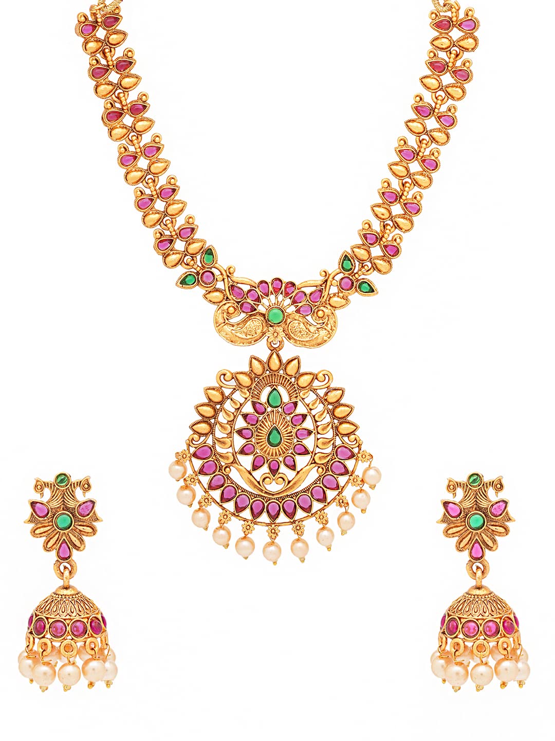 Yellow Chimes Women's Green Kundan Jewelry - Traditional Style