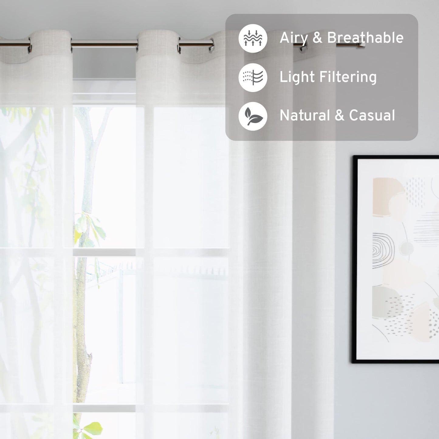 Encasa Cotton Linen Sheer Curtains - Stylish Window Treatment