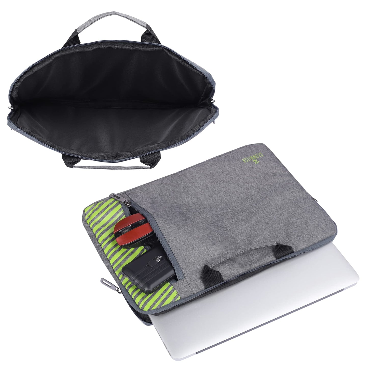 15.6 Inch Laptop Sleeve with Comfortable Carry Handles | Jetted Pocket | Grey | Elegant Solid Design