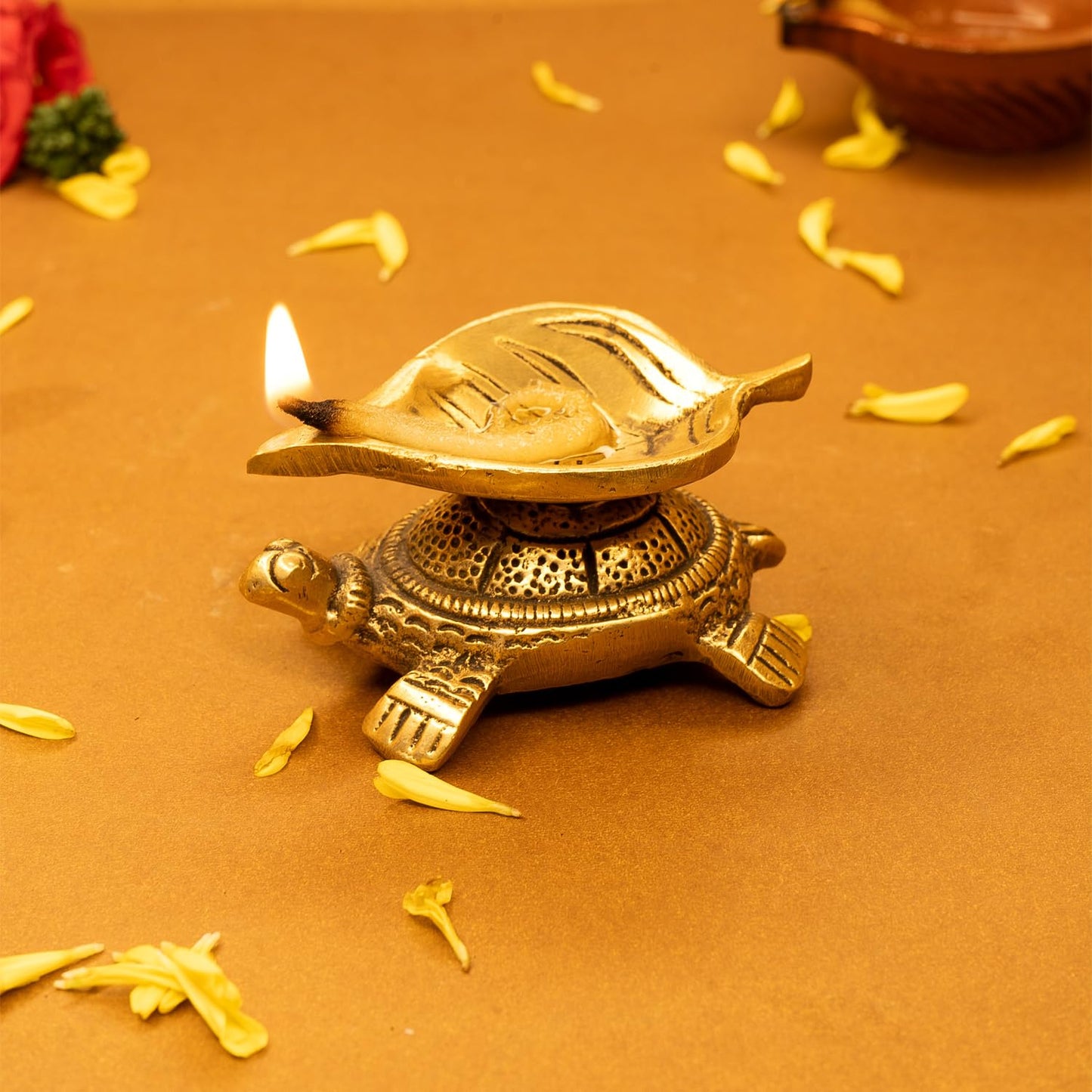 Ekhasa 100% Pure Brass Tortoise Diya for Puja | Diyas for Home Decoration | Pital Deepam for Pooja | Brass Oil Lamps for Pooja | Agal Vilakku for Pooja | Puja Diya for Home Mandir | Deepak Kundulu