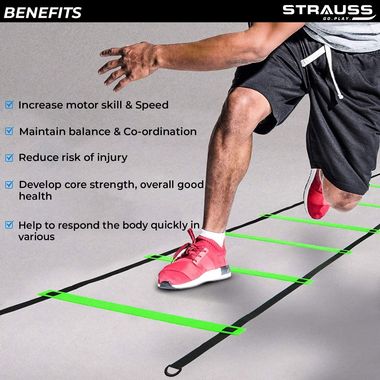 Strauss adjustable speed ladder - football training aid