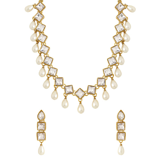 Yellow Chimes Kundan Necklace Set - Elegant wedding jewelry