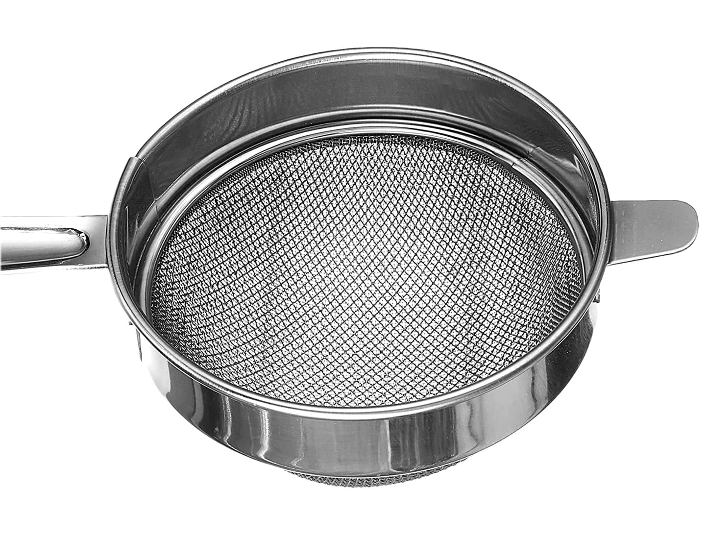 Kuber Industries Multiuses 3 Different Sizes Double Mesh Stainless Steel Strainer, Sieve, Sifter, Colander (8,9,10cm)- Set of 3 (Silver), Standard