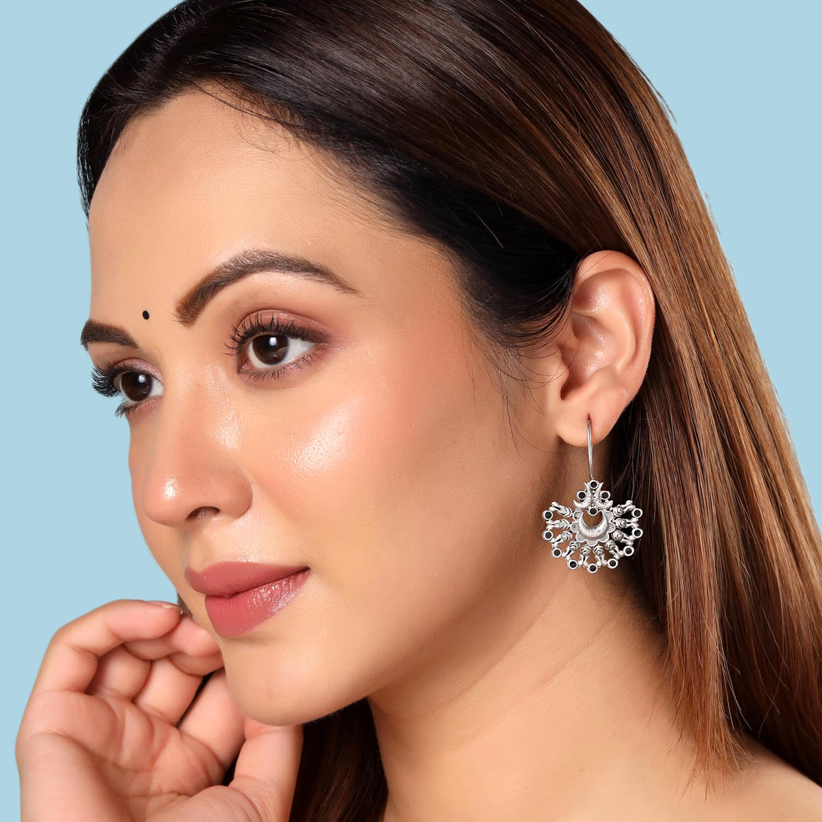 Yellow Chimes silver earrings - Traditional design for women