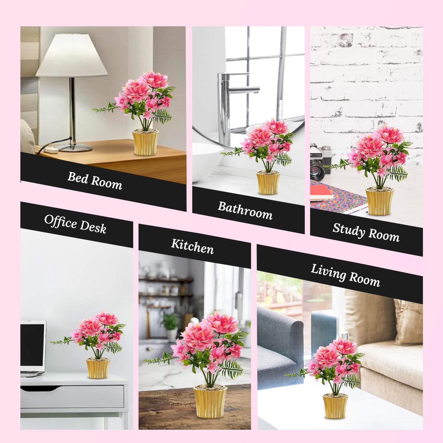 Ekhasa Dahlia Daisy Artificial Flowers with Vase Pot for Home Decoration (25 CM Total Height, 10 Flower Heads) | Guldasta Flower Pots with Artificial Show Flower for Living Room, Bedroom, Hall Decor