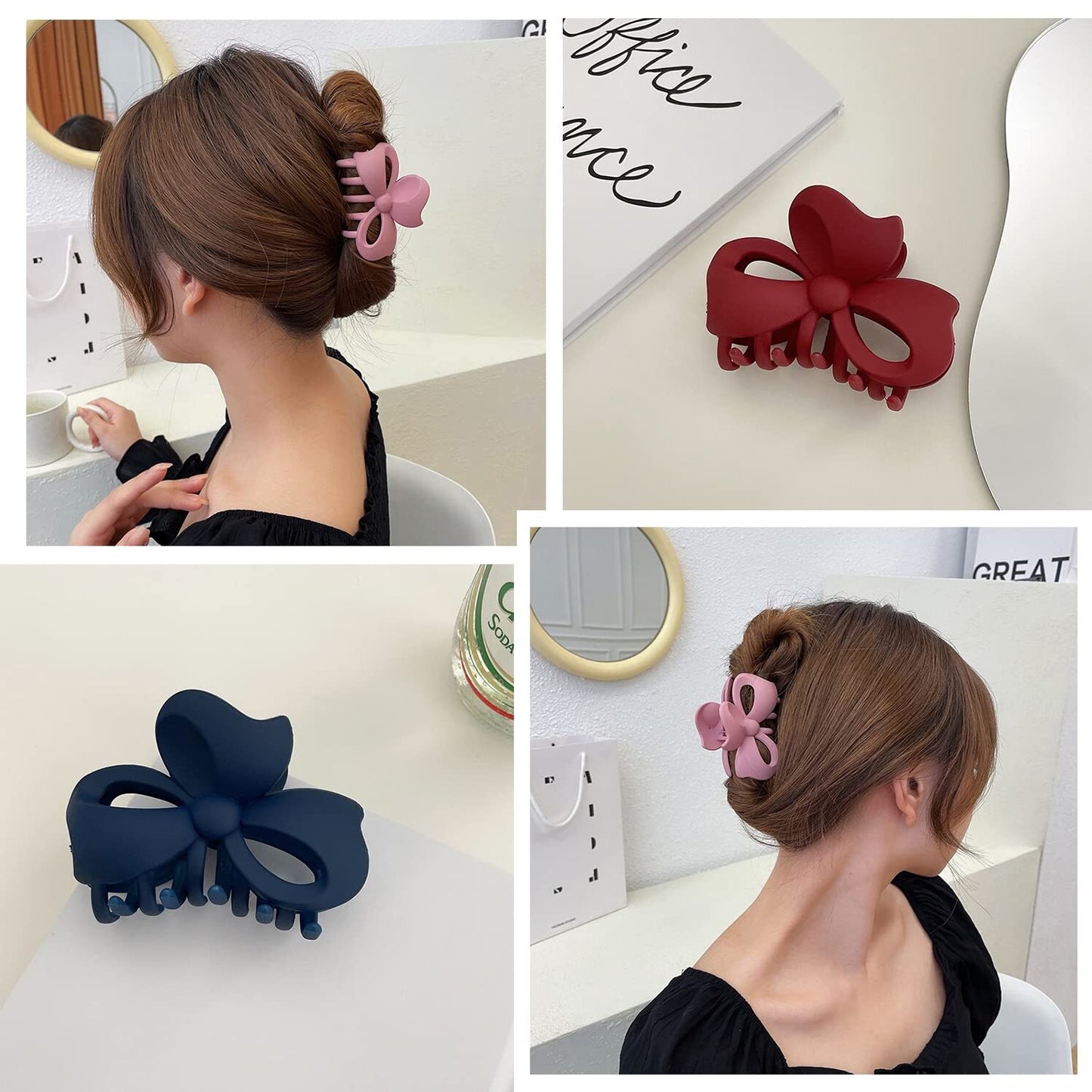 Yellow Chimes colorful bow clips - Office hair accessory