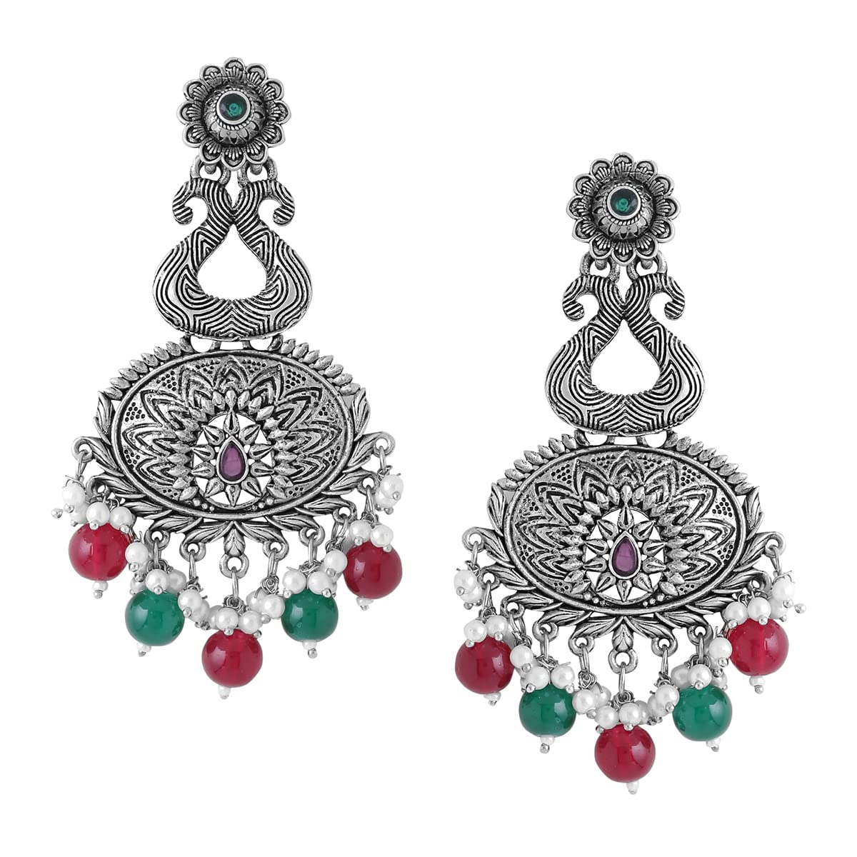 Yellow Chimes Oxidised Bead Earrings - stunning for parties