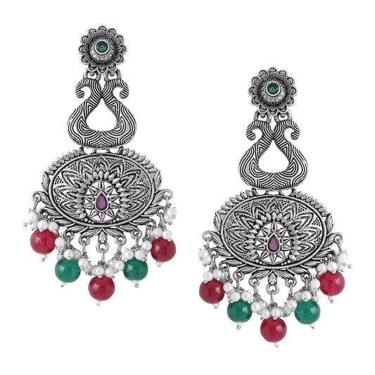 Yellow Chimes Oxidised Bead Earrings - stunning for parties