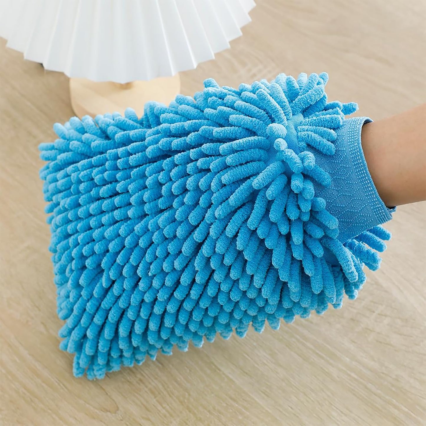 Kuber Industries Gloves | Microfiber Cleaning Gloves | Chenille Mitts for Kitchen | Hand Duster for Kitchen | Hand Gloves For Car | Double Sided Gloves | SHXNEFSST2 | Blue