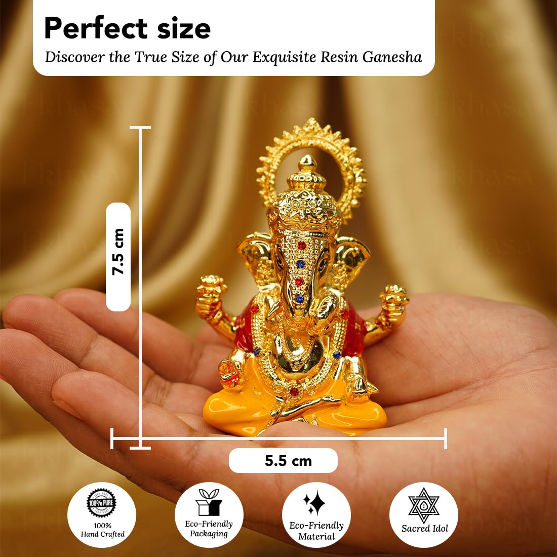 Ekhasa Ganesh Idol for Car Dashboard | Dagdusheth Ganesh Ganpati Idol for Cars | Vinayak Idols for Car Dash Board, Home Decor | Ganapathi Idol for Home | Vinayagar Statue | Ganpati ji for Office Desk