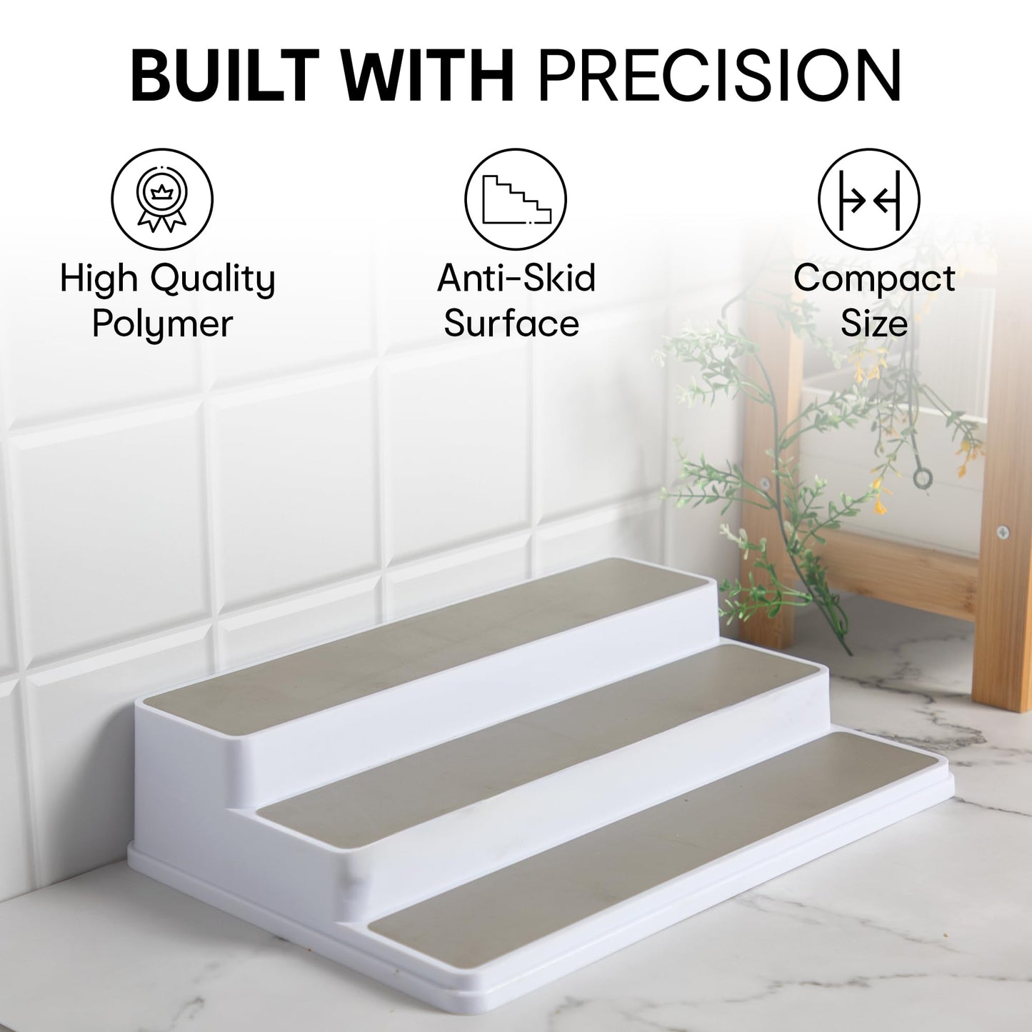 3 Tier Stair Step Design Organizer with Non-Slip Base | Spice Holder Rack | Countertop | Multi-Color