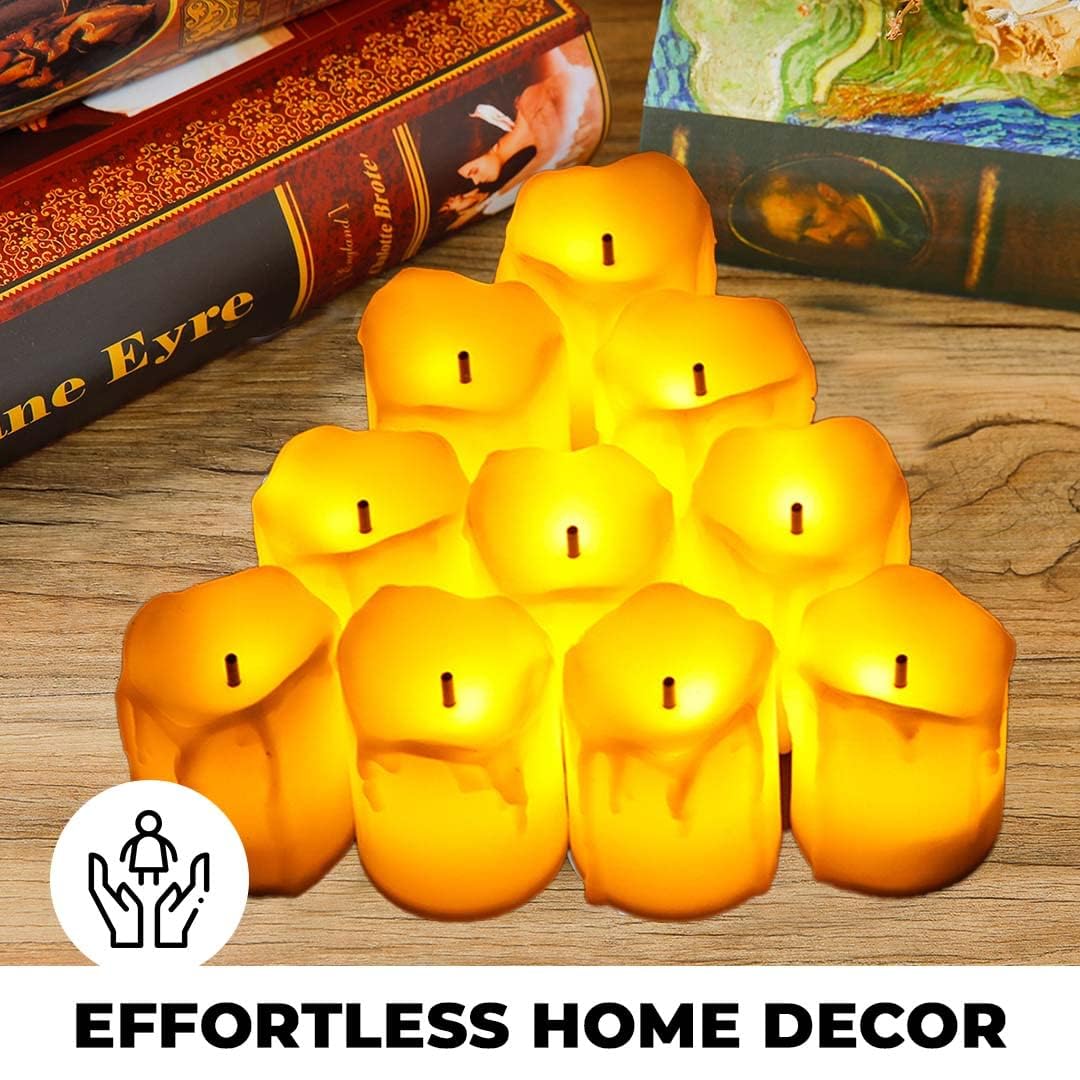 Kuber Industries Pack of 3 LED Candles for Home Decoration |Battey Operated |Flameless Yellow Light |Diwali Lights for Home Decoration, Along with Other Festivities & Parties|B0-051703A|Set of 12