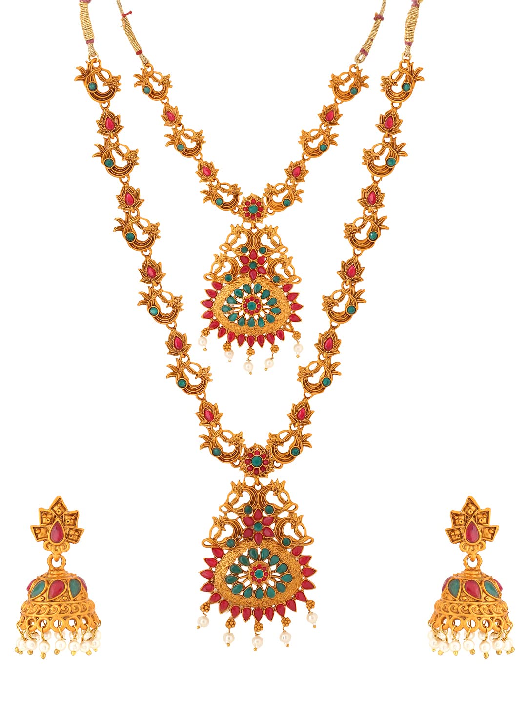 Yellow Chimes Gold-Plated Temple Necklace Set - Stylish Jewelry for Women