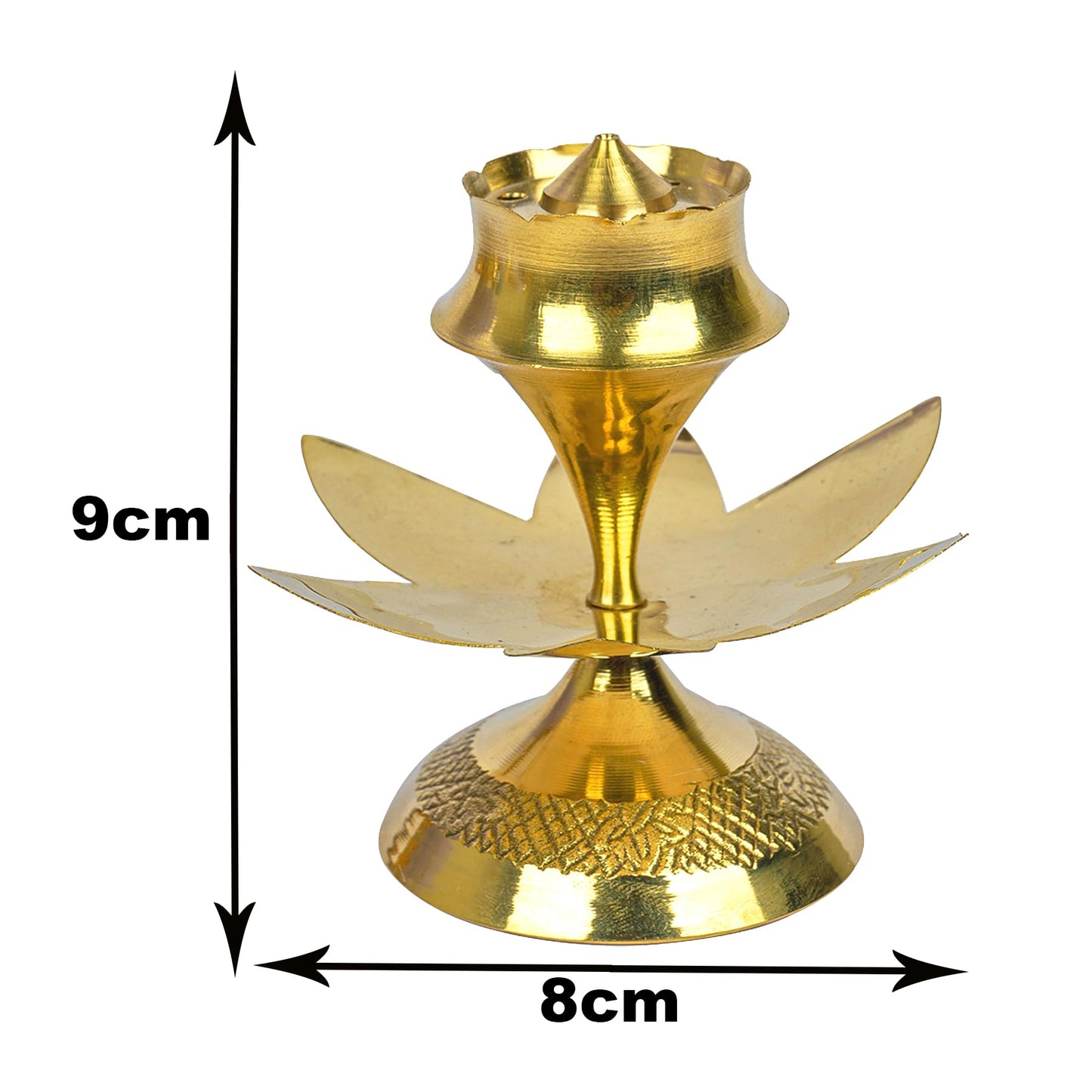 Brass Agarbatti Stand - Elegant Incense Holder for Pooja Mandir | Size: 9x9x8 cm | Golden Finish