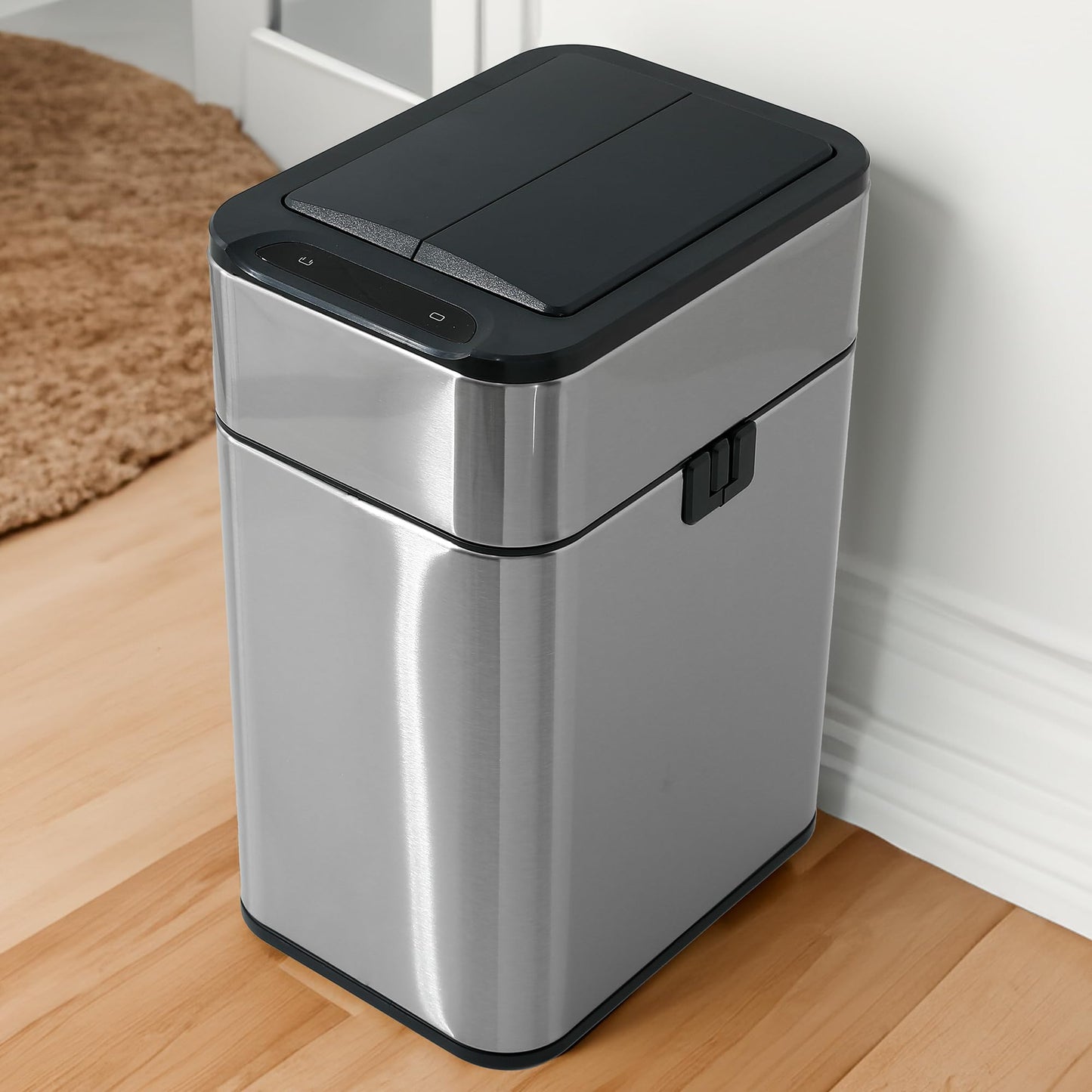 Motion Sensor Dustbin with Soft Close Lid | Waterproof & Auto Packing | 20L | Silver | For Kitchen & Bathroom