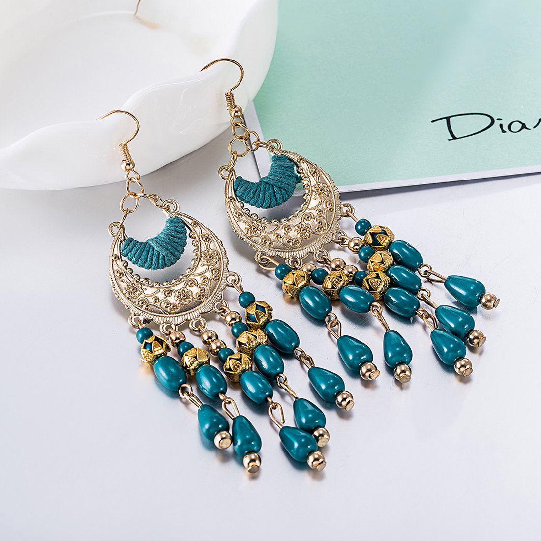 Yellow Chimes Blue Dangle Earrings - Perfect gift for birthdays