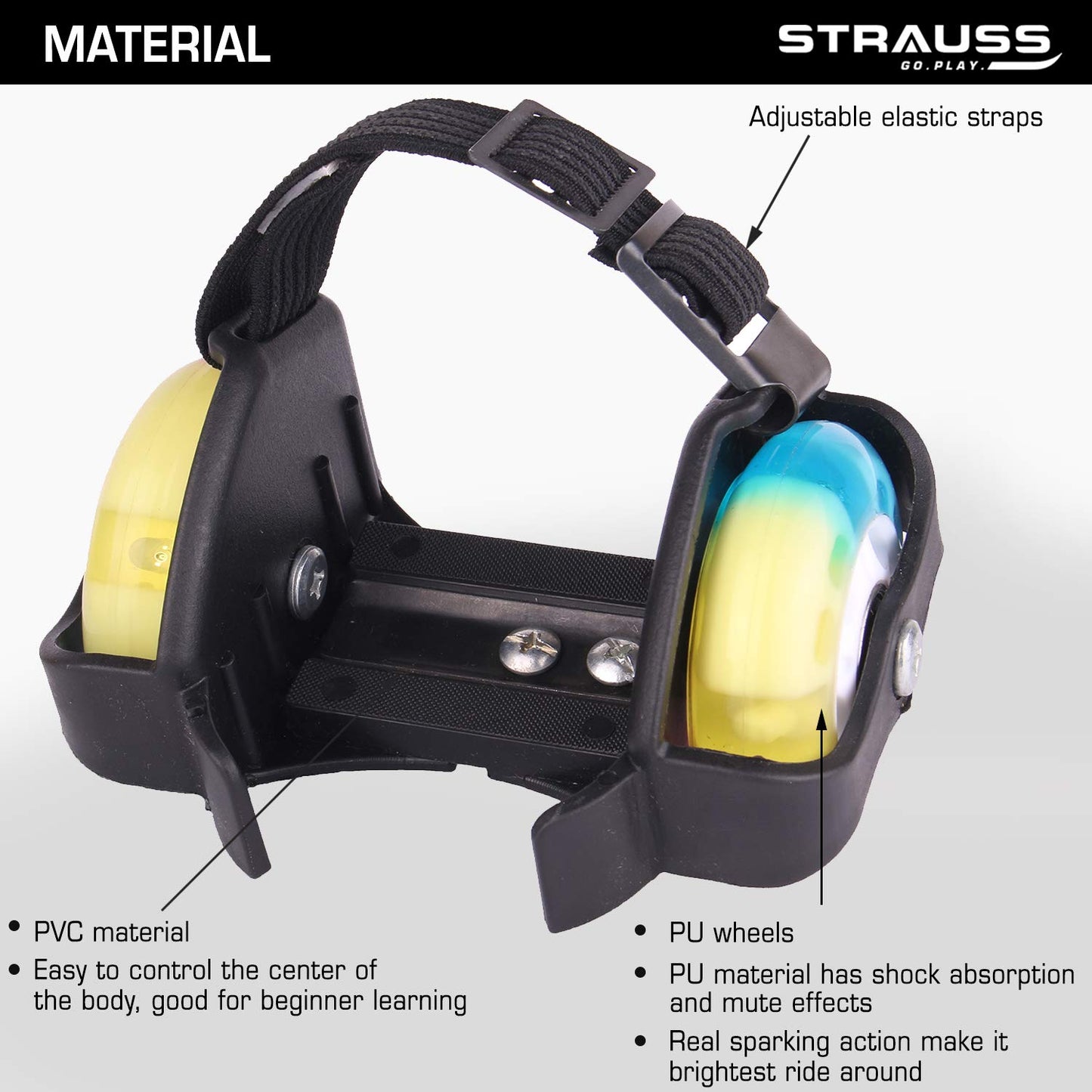 Strauss Flashing Street Roller Wheels - Easy to Store