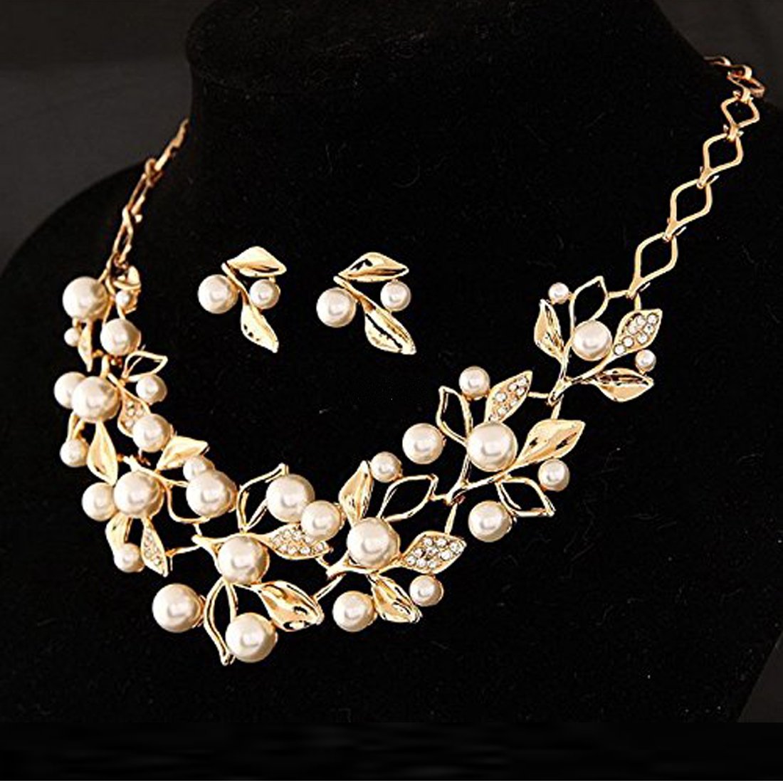 Yellow Chimes Golden Pearl Necklace Set - Elegant for Parties