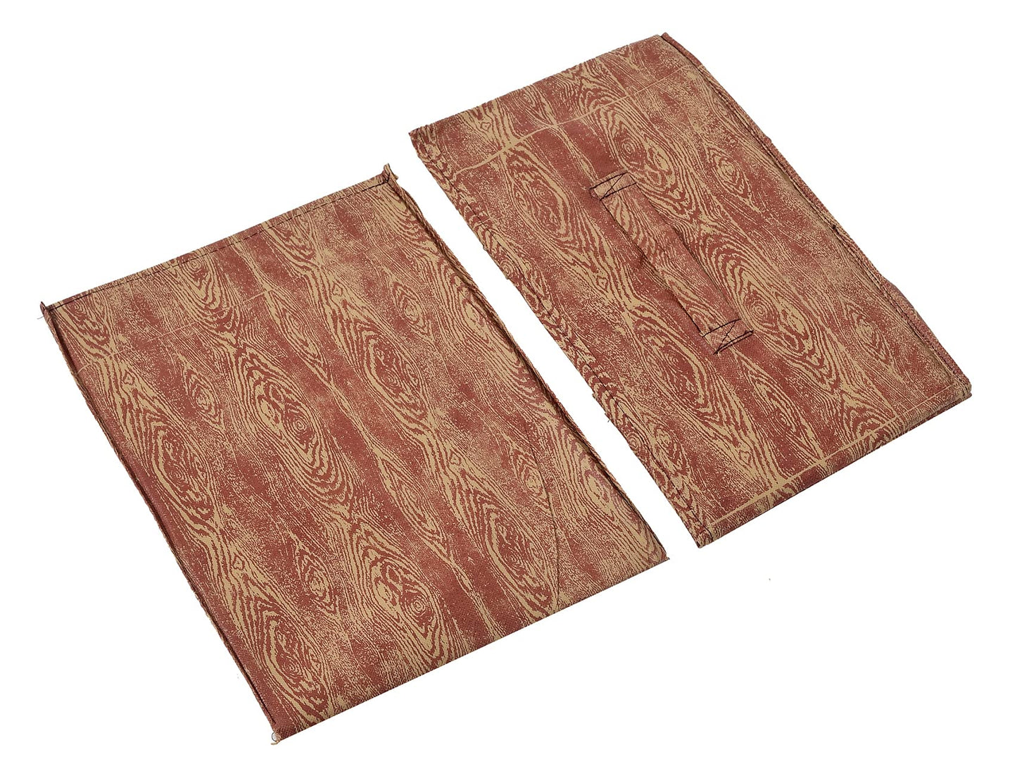 Pack of 2: Rectangular Wooden Non-Woven Storage Boxes - Foldable, Striped Design | Maroon Brown