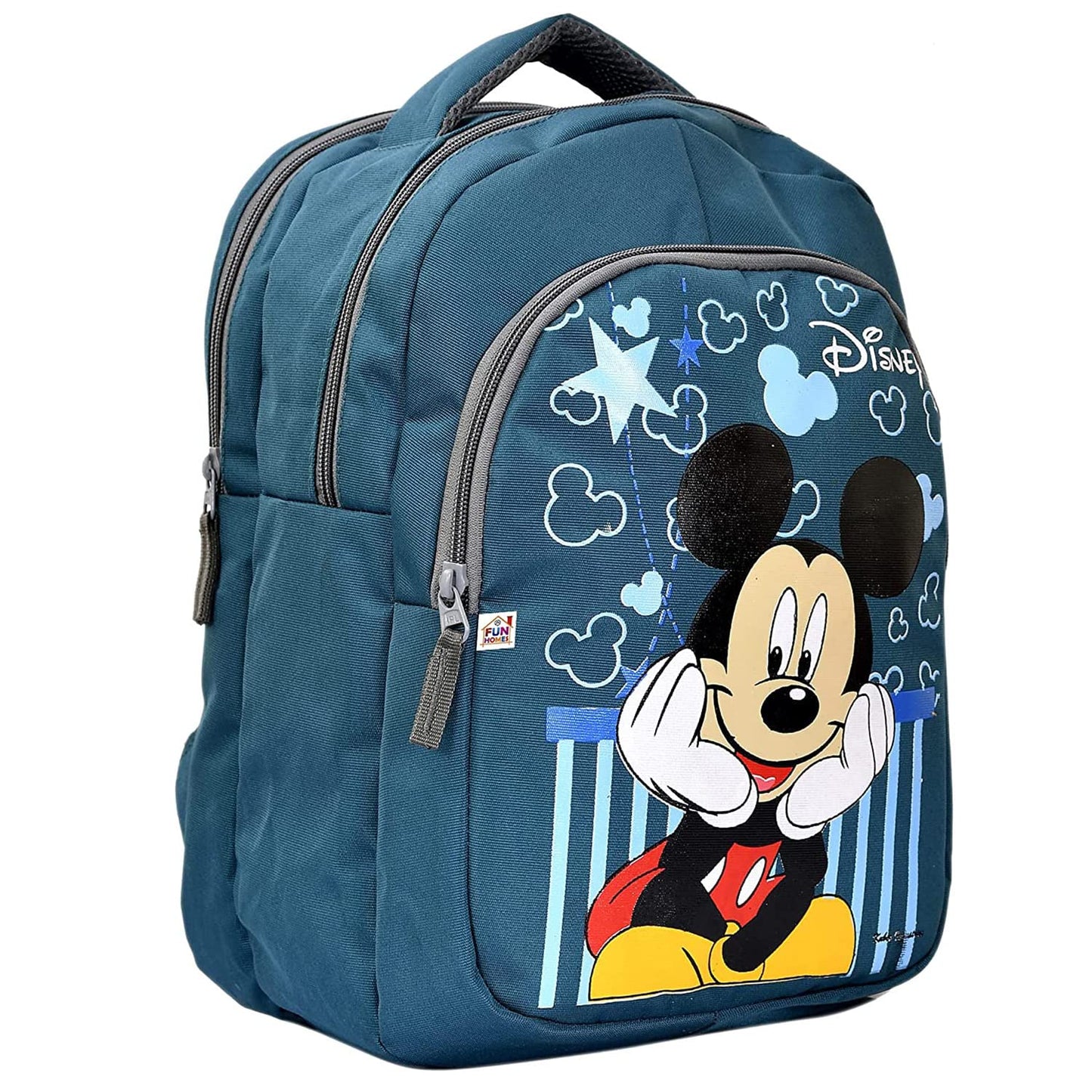 Kuber Industries Rexien Waterproof Lightweight Disney Mickey Mouse Print Backpack|Sturdy School Bag for Kids (Green) (Medium Size)