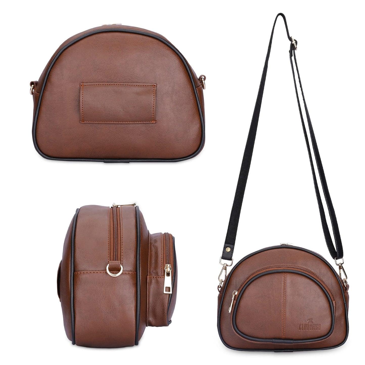 Zoey Faux Leather Waist Bag - Adjustable Crossbody Sling | 2 Pockets | One Size | Tan