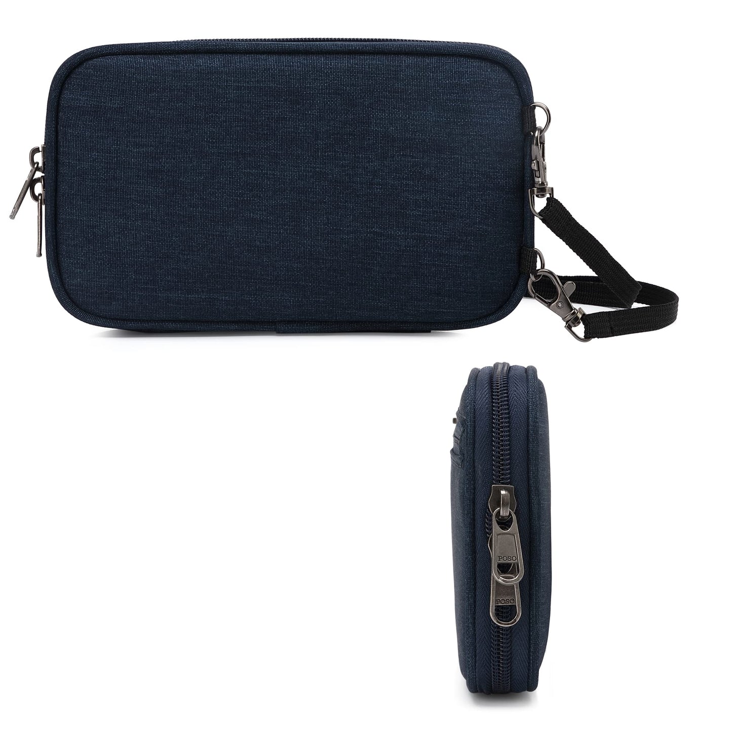 POSO Spirit Multipurpose Travel Pouch - Modern Cash Pouch with Shoulder Strap | Size: L | Color: Blue