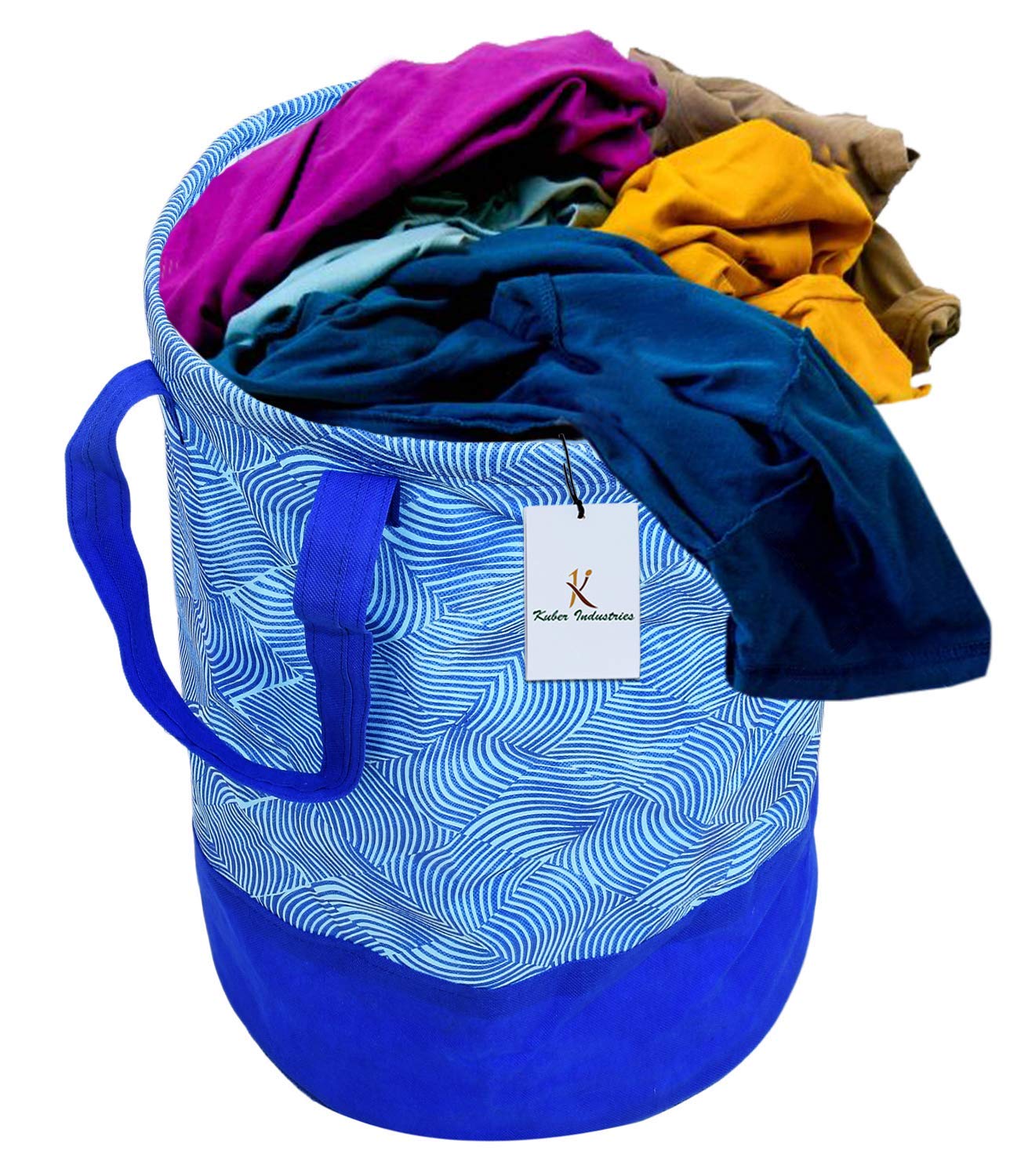 Pack of 2: Waterproof Canvas Laundry Bags - Strong & Sturdy | Ideal for Laundry & Toy Storage | 45L | Blue