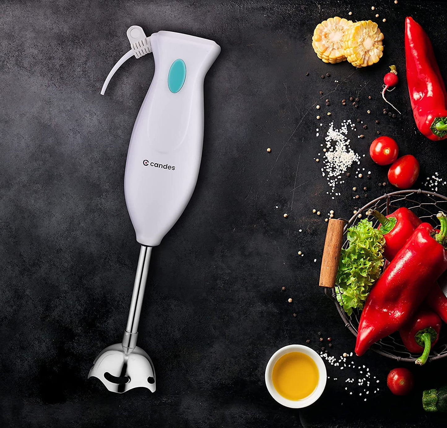 Candes ABS Plastic Handywg Hand Blender 250 Watts,1 Year Warranty,White-Green