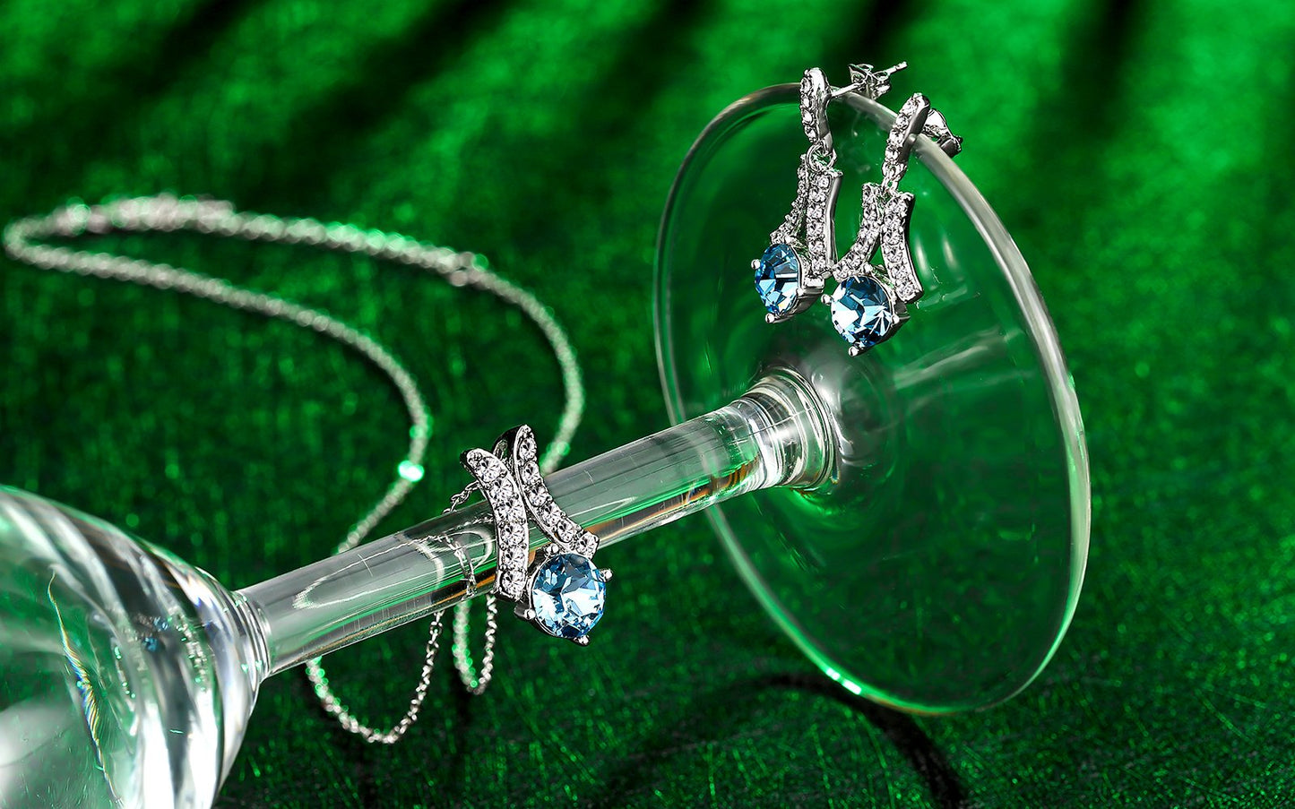 Yellow Chimes Blue Crystal Earrings - Fashionable Accessory for Parties