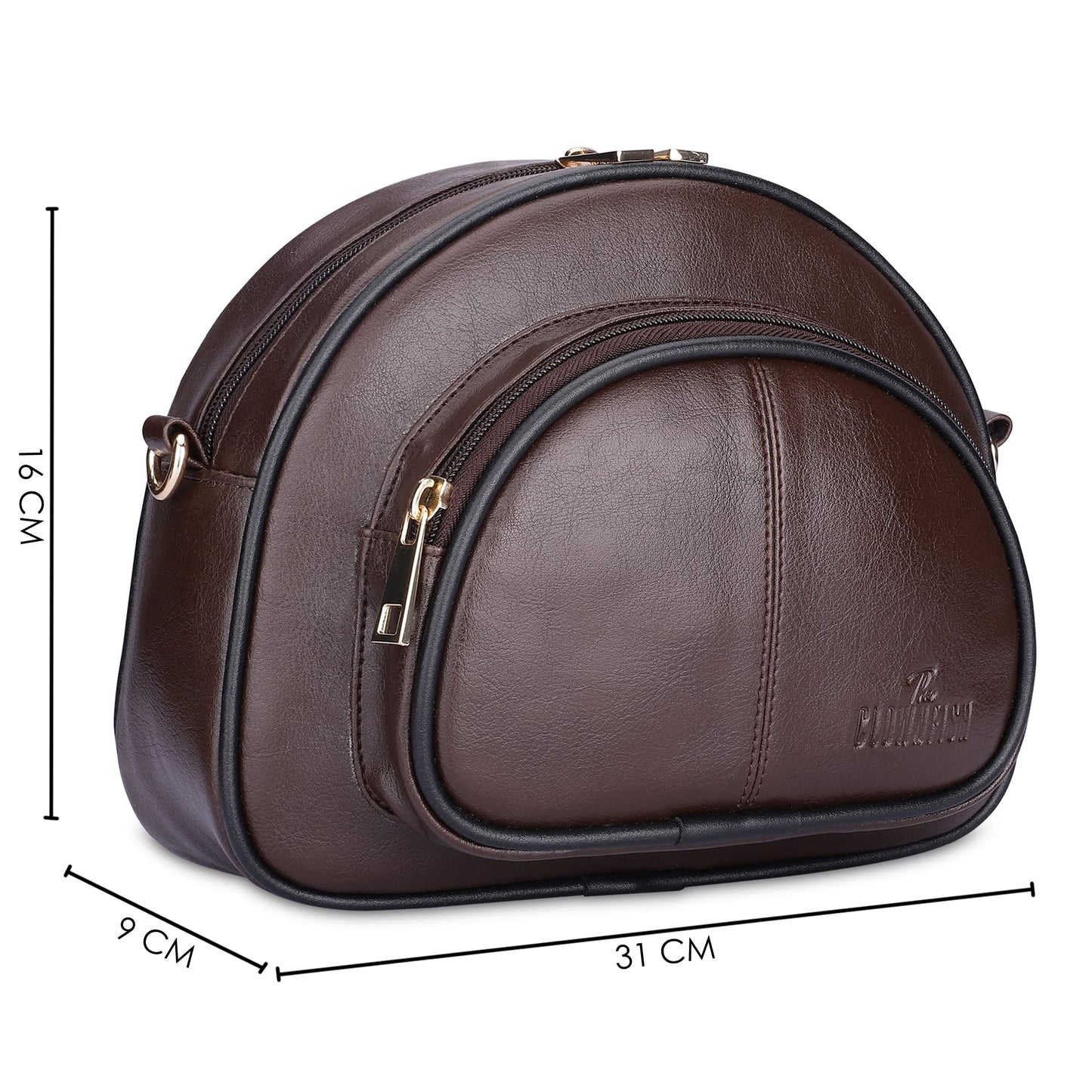 Faux Leather Waist Bag - Adjustable Sling with 2 Pockets | Water Resistant | One Size | Chocolate Brown