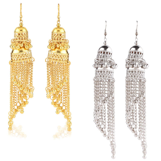 Yellow Chimes Jhumka Earrings - Traditional Wedding Accessory