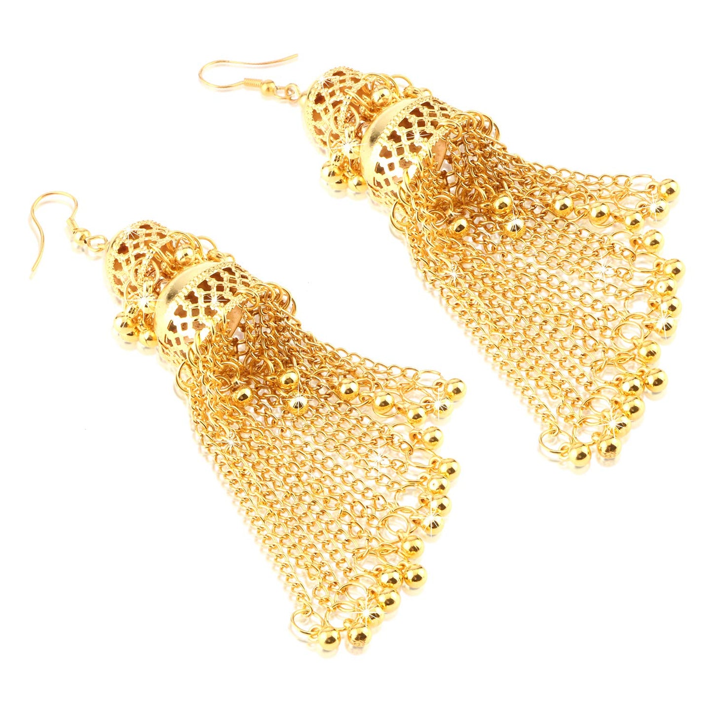 Combo: Golden Silver Traditional Jhumka Earrings for Women | 2 Pairs | Long Jhumka | Gold