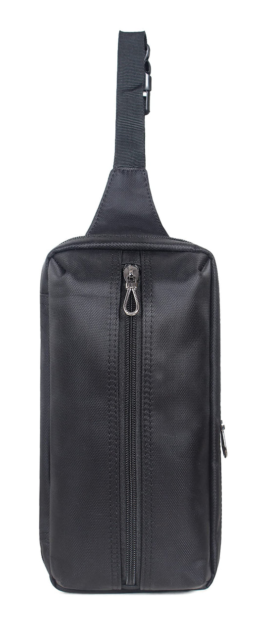 Unisex Travel Crossbody Sling Bag - Water Resistant, Polyester | Adjustable Strap | Compact Size | Black