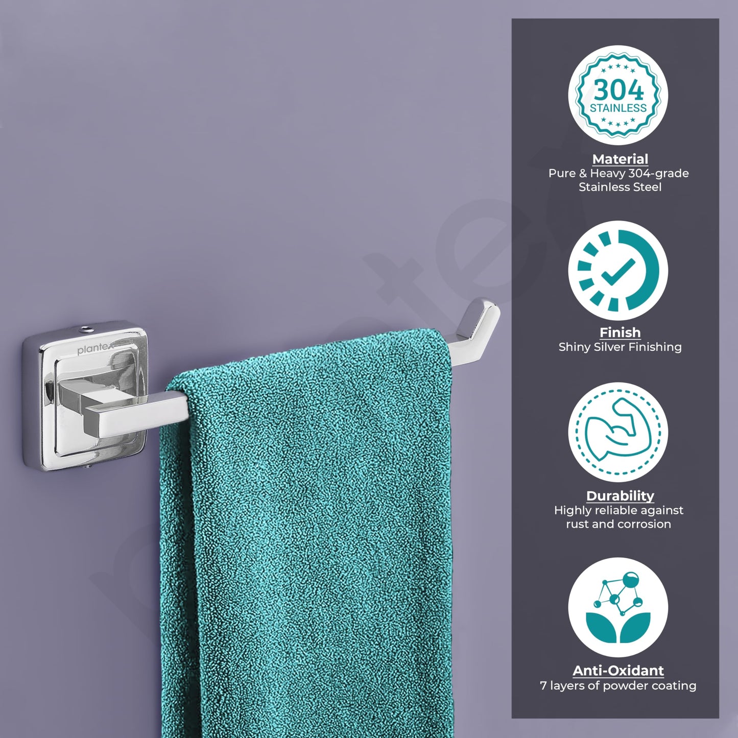 Stainless Steel Towel Hanger - Wall-Mounted, Round Design | Chrome Finish | Perfect for Bathroom & Kitchen