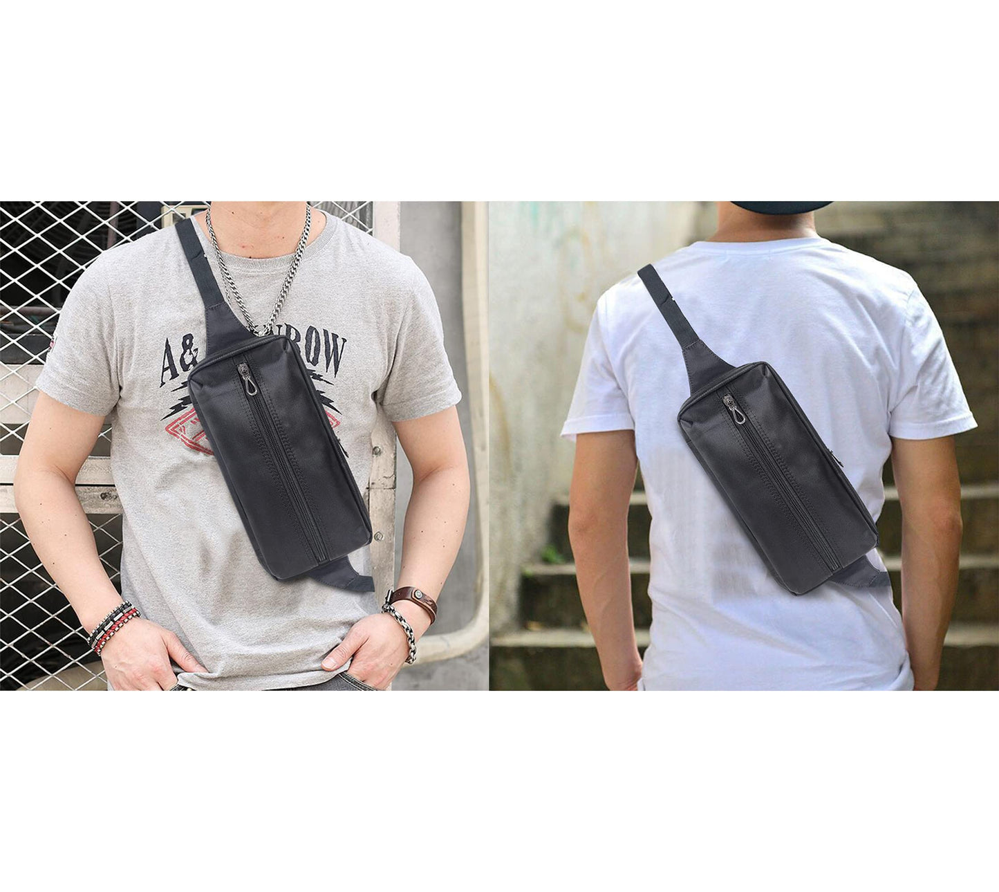 Unisex Travel Crossbody Sling Bag - Water Resistant, Polyester | Adjustable Strap | Compact Size | Black