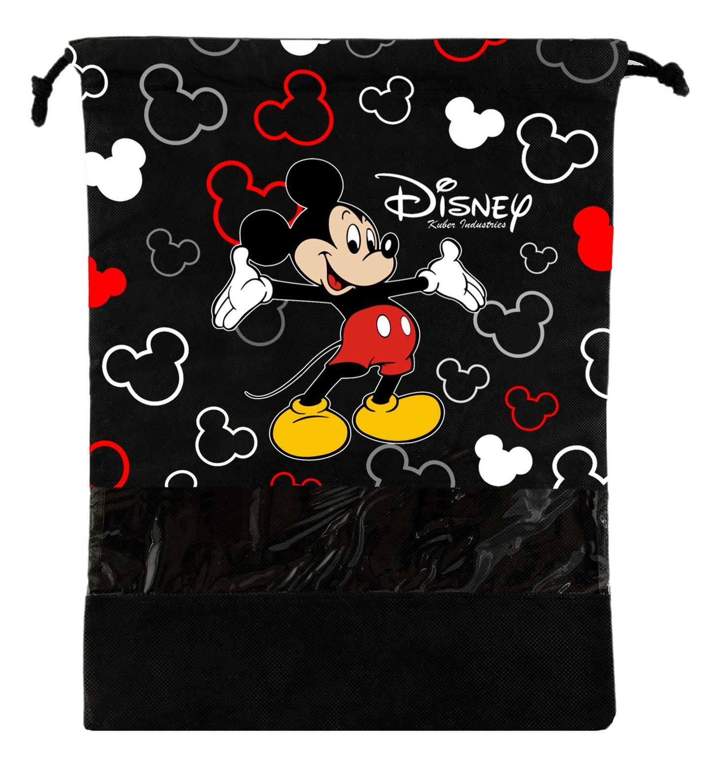 Kuber Industries Disney Mickey Print 6 Piece Non Woven Travel Shoe Cover, String Bag Organizer (Black) -HS_35_LUGGAGE17971